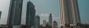 A skyline of modern buildings representing business and company structure type in Thailand.