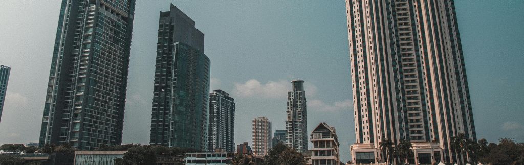 A skyline of modern buildings representing business and company structure type in Thailand.