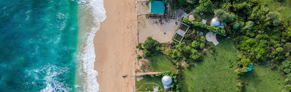 Aerial view of beachfront property to buy a house in Koh Samui