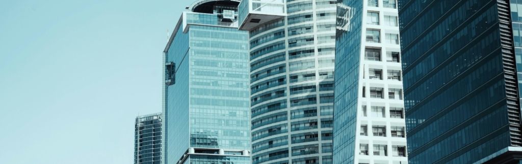 Singapore business tax and corporate buildings in Singapore's central business district.