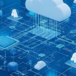 Digitale industrie: digitale infrastructuur met cloud, AI en datanetwerken symboliseert de ontwikkeling van de digitale industrie.